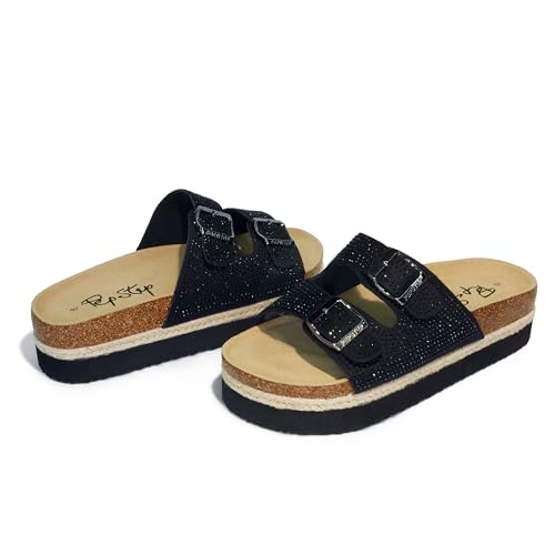 Image of PepStep Slide Sandals for Women with Soft Cork Footbed and Strap, Ladies Fashion Platform Slide Sandals Comfortable Slip On Style