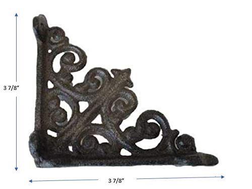 2 Antique Style Shelf Brace Wall Bracket Cast Iron Brackets Small 3 7/8" X 3 7/8" #TOP1