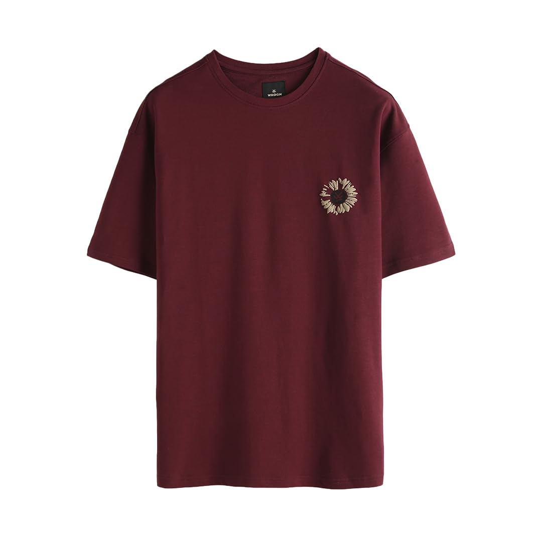 wrogn Men's 220 GSM Cotton Blend T-Shirt | Relax Repeat Puff Print Front & Back | Oversized Fit-picture-41