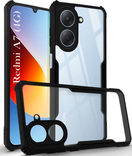 Image of Jkobi Hybrid Back Cover Case for Redmi A7 4G (Shockproof with Polycarbonate Clear Panel | Professional Black)