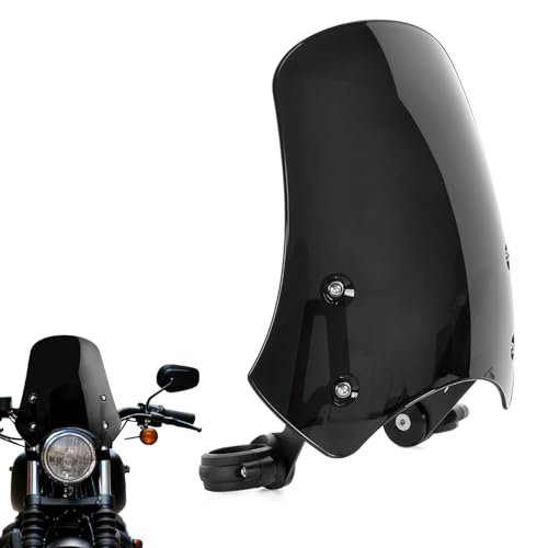 Motorcycle Windshield Deflector with Bracket Double Bubble Windscreen Fit for Dyna Iron 883 Softail Sportster 883 Street Bob Universal Wind Shield Screen Black