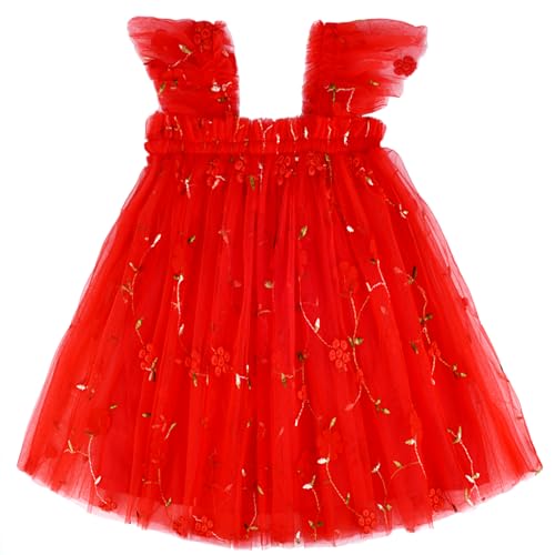 Image of BGFKS Layered Tulle Ruffle Sleeveless Dress for Toddler Girls,Tutu Dress for Baby Girls Princess Dresses