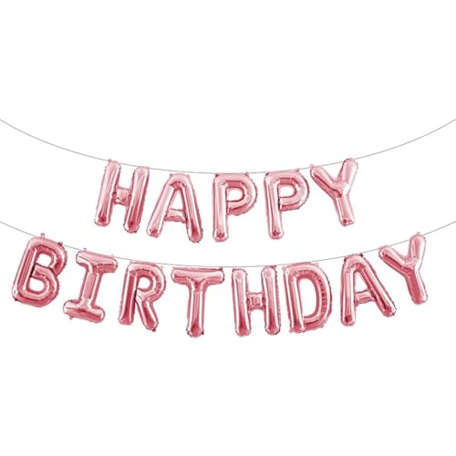 Ponmoo Kit de Balões de Happy Birthday - Folha de Ouro Rosa, Balão de Alumínio para Festa de Aniversário, Suprimentos de Decoração para Festa de Aniversário