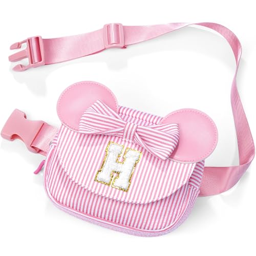Image of Personalized Small Belt Bag for Kids - Birthday Gifts for 3 4 5 6 7 8 9 10 Year Old Girls, Birthday Gifts for Girl Daughter Sister, Initial Belt Bags for Girls Sling Bag Purse Pink H