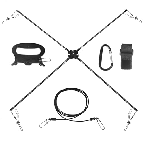 VIFDERU Duck Decoy Spreader and Jerk Rig for Waterfowl Hunting, Rustproof Tangle Free Duck Hunting Spreader for Natural Decoys Motion, Incl Adjustable Link Cord, 100ft Line Handle, Bungee, Black