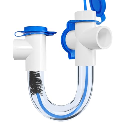 GAGALOR Condensate U Trap PVC Standard 3/4 Inch Connector Pipe Fitting with Cleaning Brush for HVAC Drain System