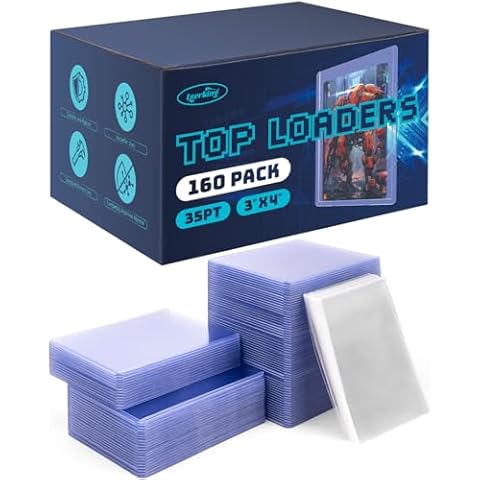 Lzerking Top Loaders for Cards 320ct, 35PT Card Saver 160 Top Loader and 160 Penny Sleeves for Trading Cards Protectors Hard Plastic 3" x 4" Trading Cards Protectors for Baseball Sports Card Sleeves Cover