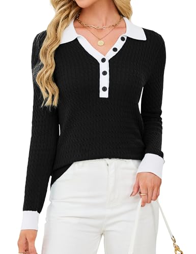 Blooming Jelly Women's Cable Knit Sweater Long Sleeve Pullover Tops 2025 Fall Fashion Trendy Old Money Clothes