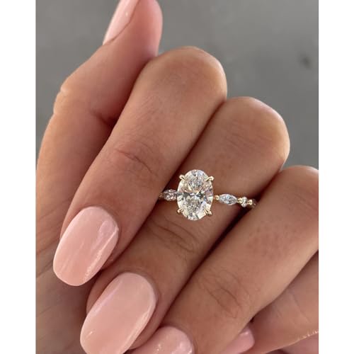 Alyssa Moissanite 1.5 CT Oval Cut Handmade Engagement Ring, Solitaire Bridal Wedding Ring for Women, Anniversary Promise Gifts Her3