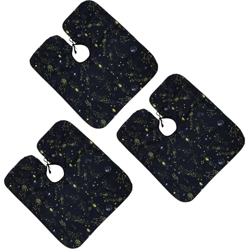 VILLCASE Set de 3 Capas para Corte de Pelo Impermeables con Diseño de Cielo Nocturno para Niños, Accesorios para Peluquería y Barbero