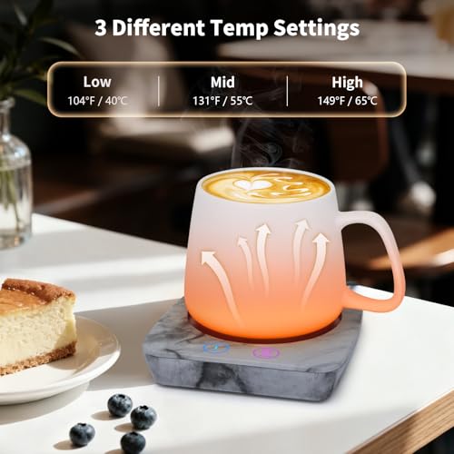 Image of VOBAGA Mug Warmer, Coffee Cup Warmer for Desk Auto Shut Off After 4 Hours, Candle Warmer with Three-Temp Settings, Coffee Mug Warmer for Cocoa Tea Ideal Coffee Gift Birthday