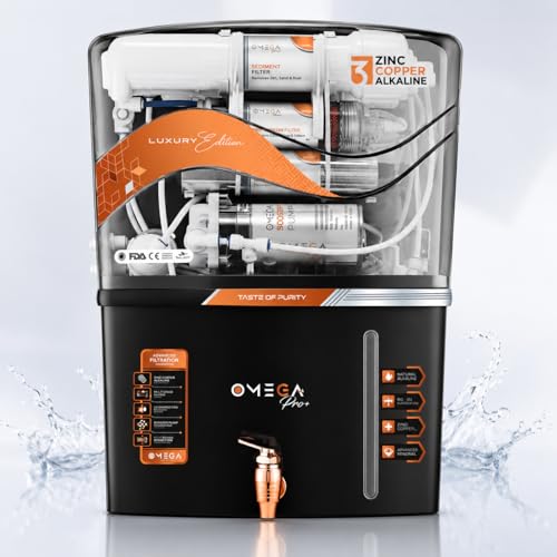 HydrARO OMEGA Pro+ RO UV Water Purifier for Home & Office | Copper Alkaline Mineral Enriched | 12L Storage | Handles up to 2000 TDS | Suitable for Borewell & Municipal Water