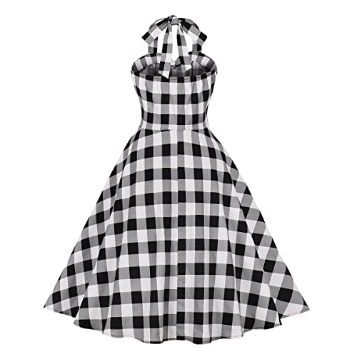 Image of Women Vintage Spaghetti Strap Cami 1950s Polka Dot Rockabilly Swing Dress Casual Boho Floral Print Cocktail Tea Party Dress