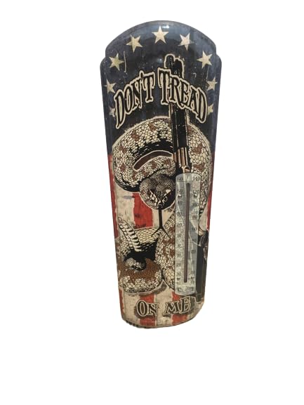 Miniatura 9 de Termómetro de pared de metal calibre 22, litografía de metal, mide 5 x 17 pulgadas, para interiores o exteriores, elige estilo (no me pises)