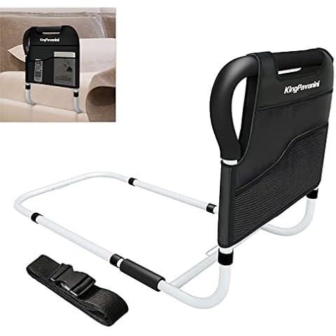 KingPavonini Bed Side Assist Handle Bar Safety Rail for Elderly Adults - Medical Bed Mobility Assistant Bar with Free Storage Bag and Fixing Strap, Support Up to 400lbs Cover