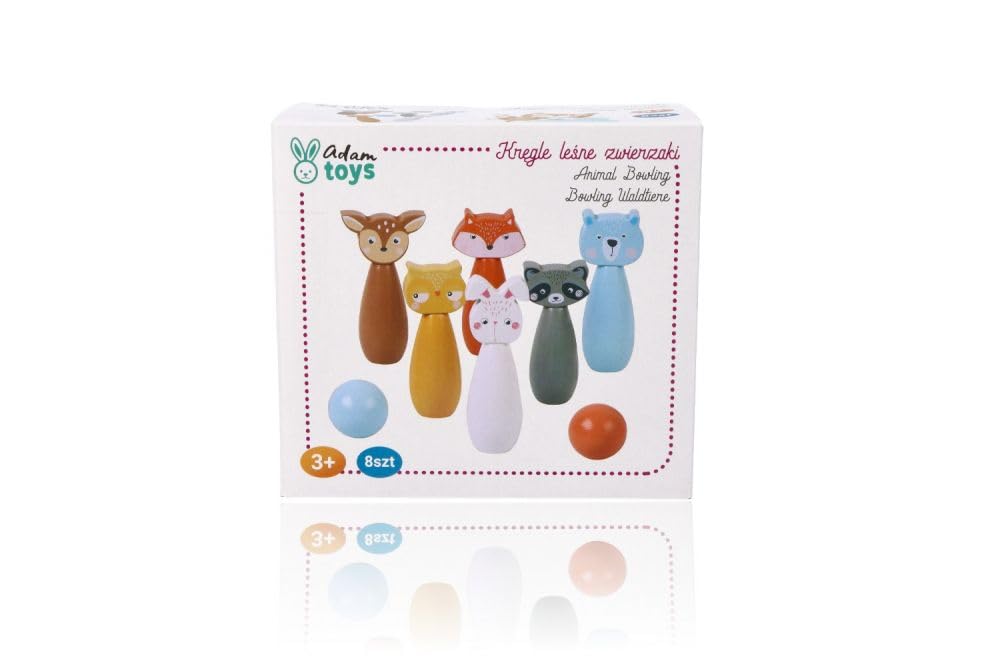 Kegelspiel für Kinder, 6 Kegel, 2 Bälle - Bowling-Set für Kinder, Waldtier-Figuren - Bemaltes Holz - Spielzeug ab 3 Jahre - Outdoor, Indoor - Kinderball, Geburtstag, Geschenk