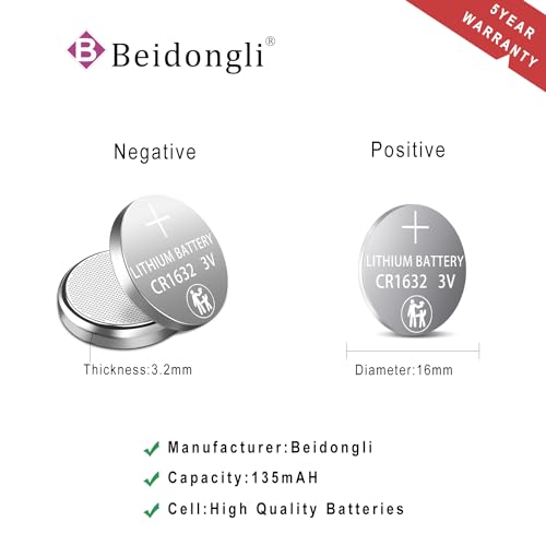 Image of Beidongli CR1632H high Capacity 3v Lithium Coin Battery (10 Batteries)