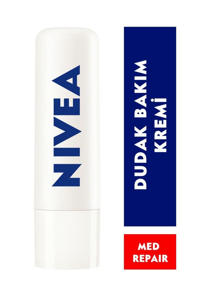 NIVEA Med Repair Dudak Bakım Kremi 4,8gr x3 Adet,24 Saat Nem,Doğal Yağlar ile Çatlamış Dudak Bakım,SPF 15, Avantajlı Paket