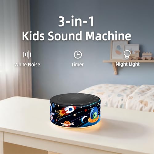 Image of Kipcush White Noise Machine for Baby & Adults, Sleep Sound Machine with 30 Soothing Sounds, 8-Color Night Light, Memory Function, White Noise for Sleeping, Nursery, Office, Travel, Relaxation