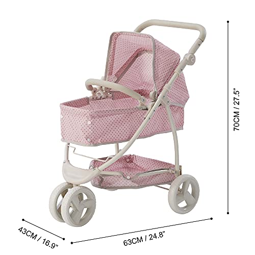 Olivia's Little World 2 in 1 Kinderwagen Puppenwagen Faltbar Rosa/Grau OL-00009 – Bild 6