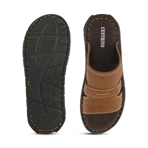 Image of Centrino Men's Slide Sandals | Multi-Strap Design with Cushioned Insole | Lightweight Comfortable Casual Footwear for Summer & Office Travel (9581)
