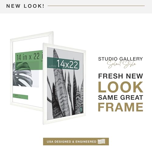 MCS Studio Gallery 14x22 Poster Frame White Woodgrain, Vertical & Horizontal Wall Hanging Large Picture Frame for Photos, Posters & Art Prints (1-Pack)