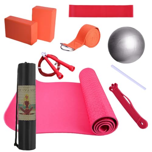 Kit de yoga con banda de resistencia de látex, banda de estiramiento y estera ligera