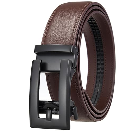 Men's Ratchet Fashion Genuine Leather Belt for Men Jeans Holeless Automatic Buckle