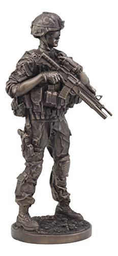 Estatua Militar Moderno Soldado Infantería con Rifle y Radio 13" miniatura 3