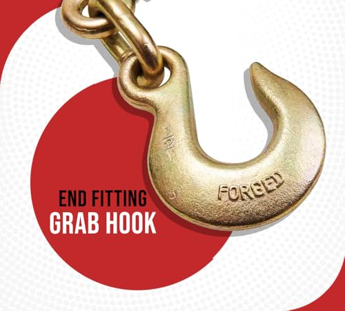 Image of (6 Pack) 5 /16 inch - 3 /8 Heavy Duty Ratchet Lever Load Chain Binder w /Grab Hook one Side, 1 /2 inch Slip Hook on Other 6,600 Lbs Working Load Limit