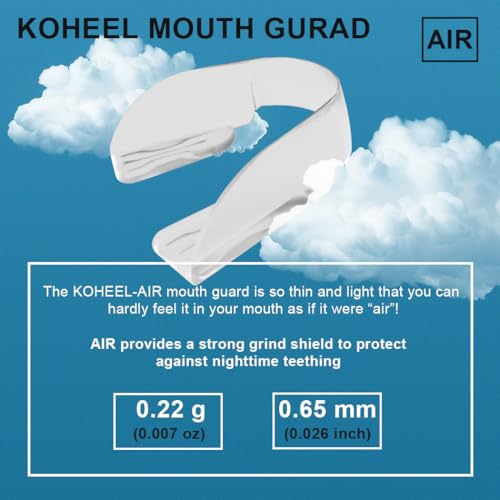 KOHEEL AIR Ultra Thin Mouth Guard for Teeth Grinding and Clenching, Comfort-Fit Night Guard, Stop Bruxism Dental Guard (Small, Count, 10)