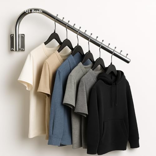 Image of Q1 Beads Steel Wall Mount 12 Pin Swivel Hook Hanger Rail for Display Wall Drope Hanger for Clothes Hanging(1 Pack, Chrome)