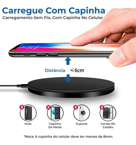 Carregado Compatível Com iPhone Samsung Xiaomi Ultrarápido Wireless de Alta Tecnologia - Carregament