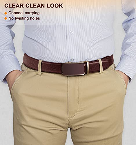Image of Men's Belt,Bulliant Leather Adjustable Belt for Men Dress Casual 1 3 /8,Trim to Fit