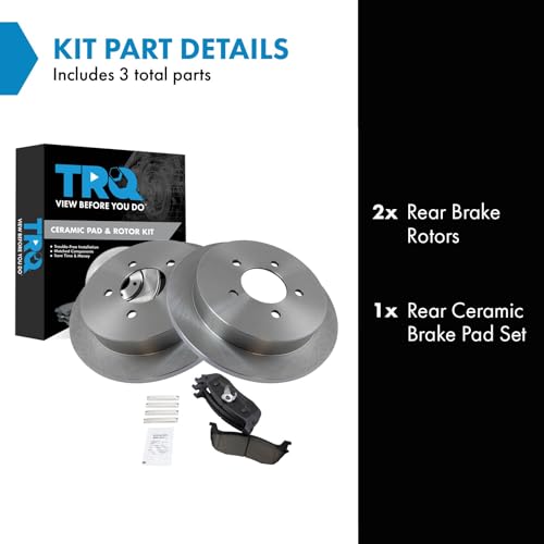 Image of TRQ Rear Brake Pad and Rotor Set Ceramic Vented Rotors | For 1997-2002 Ford Expedition 1999-2003 F-150 2004 F-150 Heritage 1998-2002 Lincoln Navigator 2002 Lincoln Blackwood