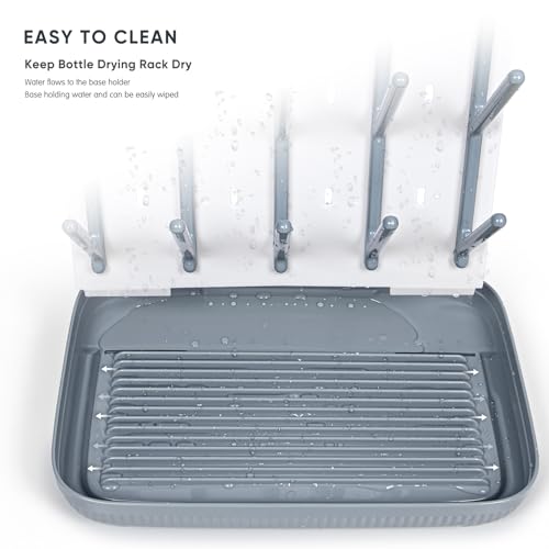 Termichy Baby Bottle Drying Rack - Large Vertical Holder for Efficient Drying of Baby Bottles and Pump Parts (Grey) - Image 3