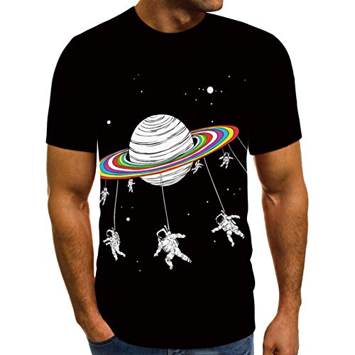 Women Men 3D Print Tees Tops Unisex Short Sleeve T Shirts Casual O Neck Tees Tops Funny Print Blouse Shirts Tops (Style 6, 2XL)