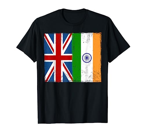 Ideas de trajes de bandera india para niños y bandera de la India de la bandera de Reino Unido Camiseta