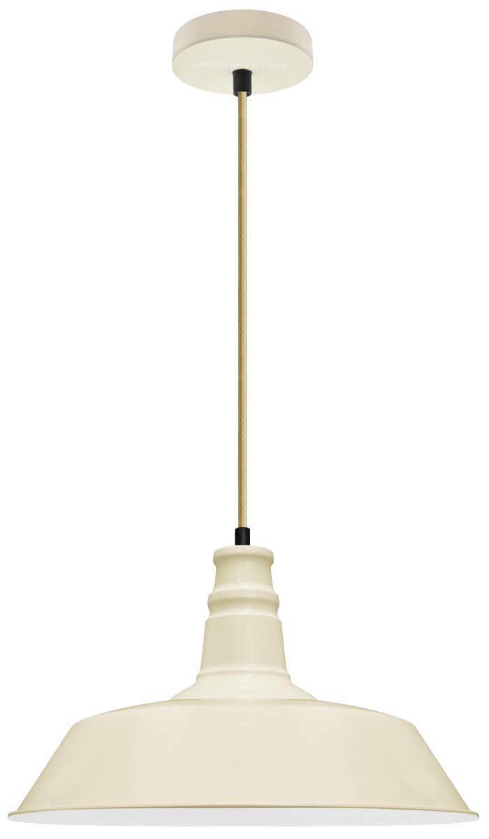 Long Life Lamp Company Cream Modern Retro Pendant Ceiling Light Shade Metal Traditional Bowl Lampshade M0094