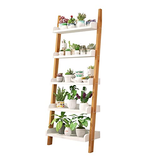 Estantería inclinada de madera/estante de escalera de pared/soporte de plantas para sala de estar, dormitorio, baño y jardín de patio, adornos de oficina en casa, soporte de exhibición de flores