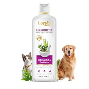 Lozalo Botanical My Shootix Anti Tick Pet Shampoo 500 ml | Tick and Flea Control Shampoo for Dogs & Cats of All Breeds | with Neem, Citronella & Tulsi Extract, Paraben Free