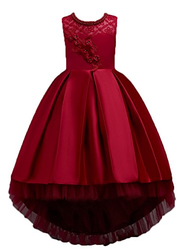 Ball Gowns for Princess Elegant Size 3T-4T Wine Red High Low Flower Girl