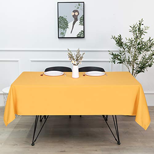 Image of sancua Rectangle Tablecloth - 70 x 90 Inch - Stain and Wrinkle Resistant Washable Polyester Table Cloth, Decorative Fabric Table Cover for Dining Tables, Buffet Parties and Camping, Gold