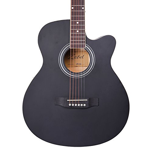 Image of Zabel Acoustic Guitar 40 Inches Matt Finish, Black, With Combo Guitar Bag, Strings, Strap And Picks