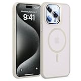 Kolvt 2-in-1 Wireless iPhone Case Compatible with MagSafe, Military-Grade Drop Protection, Shockproof Magnetic Translucent Matte Hard Back with Soft Edges, Slim Protective Cover.White