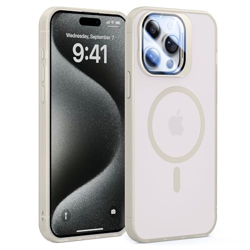 Kolvt 2-in-1 Wireless iPhone Case Compatible with MagSafe, Military-Grade Drop Protection, Shockproof Magnetic Translucent Matte Hard Back with Soft Edges, Slim Protective Cover.White