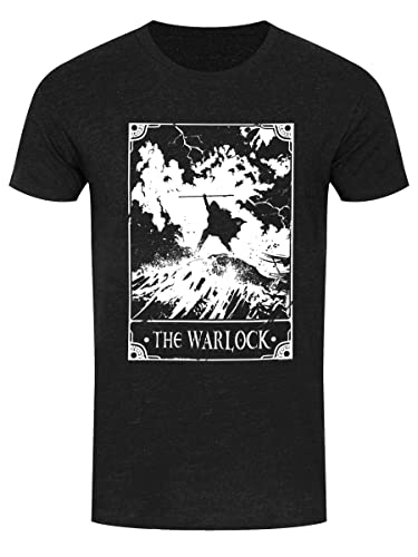 Image of Deadly Tarot Men's The Warlock Heather Denim T-Shirt Black