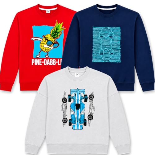 Image of T2F Boys Cotton Printed Oversized Fit DropShoulder Round Neck Sweatshirt (Pack of 3)