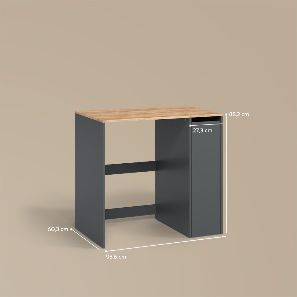 Livinity Mobiletto per lavatrice Paolina Antracite/Rovere 93.6x88.2 cm | con scomparti e porta