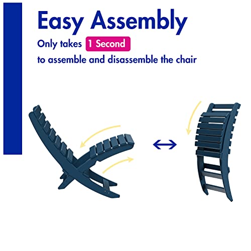 Briopaws Outdoor Folding Adirondack Chair, Weather Resistant Portable Fire Pit Chairs, Hdpe Plastic Camping Chair For Beach Poolside Fishing Campfire Patio Garden Indoor Lawn, Support 350 Lbs, Blue #TOP3